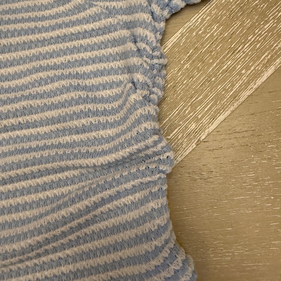 White and Blue Ribbed Coastal Top - Picture 3 of 5